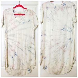 NWOT Cloth & Stone Midi V-Neck Tie Dye Shirt Dress Tunic Size S